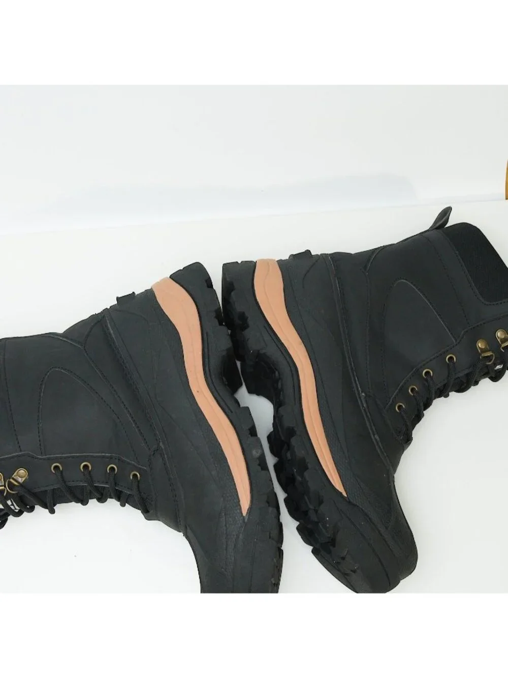 Mishansha Winter Boots Size 10 Faux Fur Lined Work Duck Boot Lace up Black